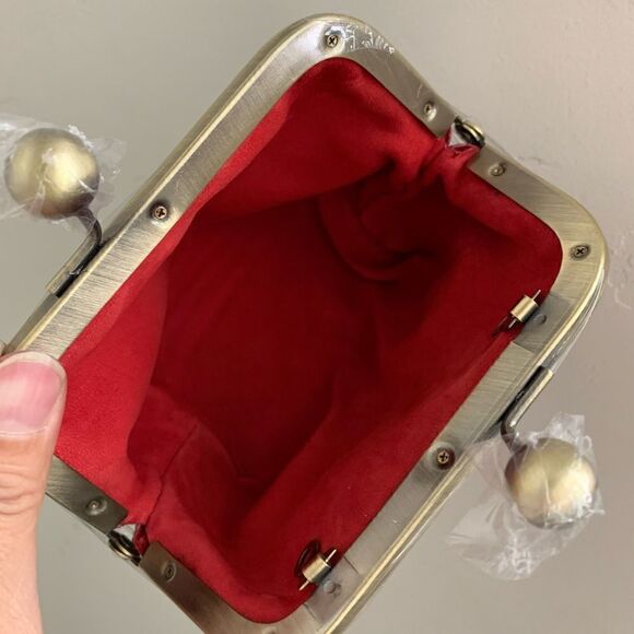 Handmade Genuine Leather Floral Printed, Metal Frame Large Purse/ Wristlet - Picture 14 of 15